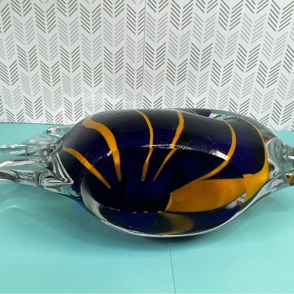 Angel Fish Art Glass Paperweight Blue, Yellow and Clear Blown Glass - Picture 6 of 8
